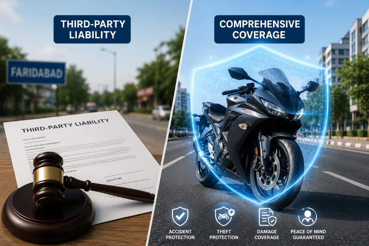 A visual comparison between third-party liability and comprehensive bike insurance coverage.