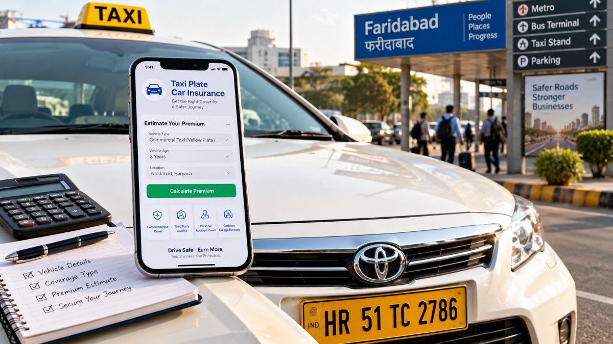 Calculating the taxi plate car insurance price on a smartphone for a commercial yellow-plate passenger vehicle.