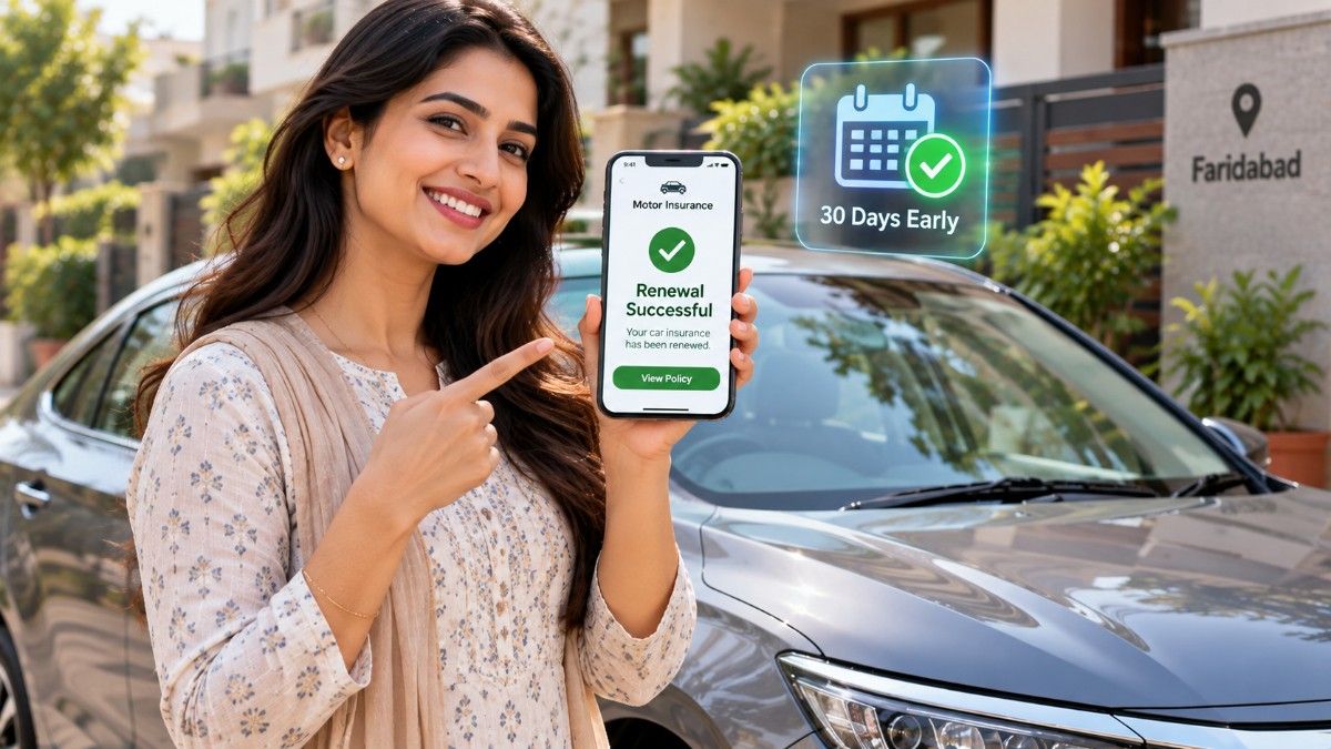 A car owner successfully completing an early auto insurance renewal on their smartphone to avoid policy lapse.
